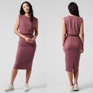 Athleta Santorini Cinch Sleeveless Midi Dress in Tawny Rose Athleisure S